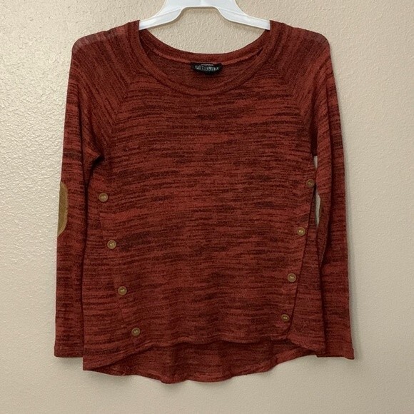 Sweet Wanderer pullover sweater elbow pads Button Side Accents Small Red - Picture 1 of 12